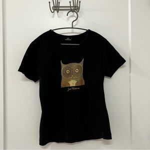 Jim Thompson Embossed-style Dot Painting T-Shirt Owl Black